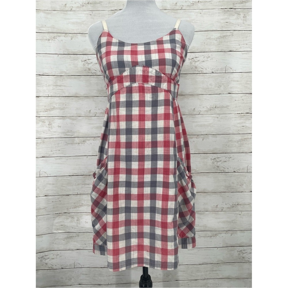 Horny Toad Organic Cotton Plaid Pocket Sundress‎ Small Granola Girl Garden Girl